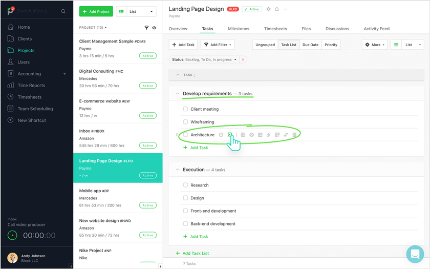 project schedule tasks