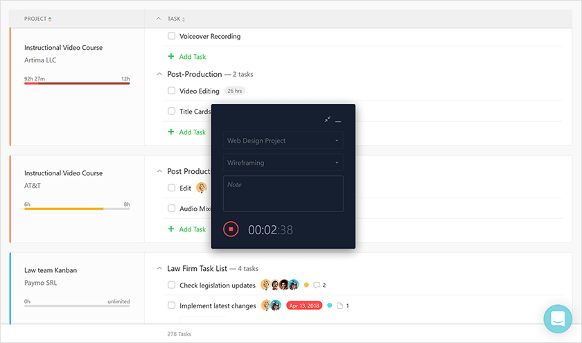 time tracker for duties